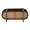Brown oval coffee table with rattan shelf for small spaces Aesthetic craft
