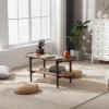 Brown oval coffee table with rattan shelf for small spaces Aesthetic craft