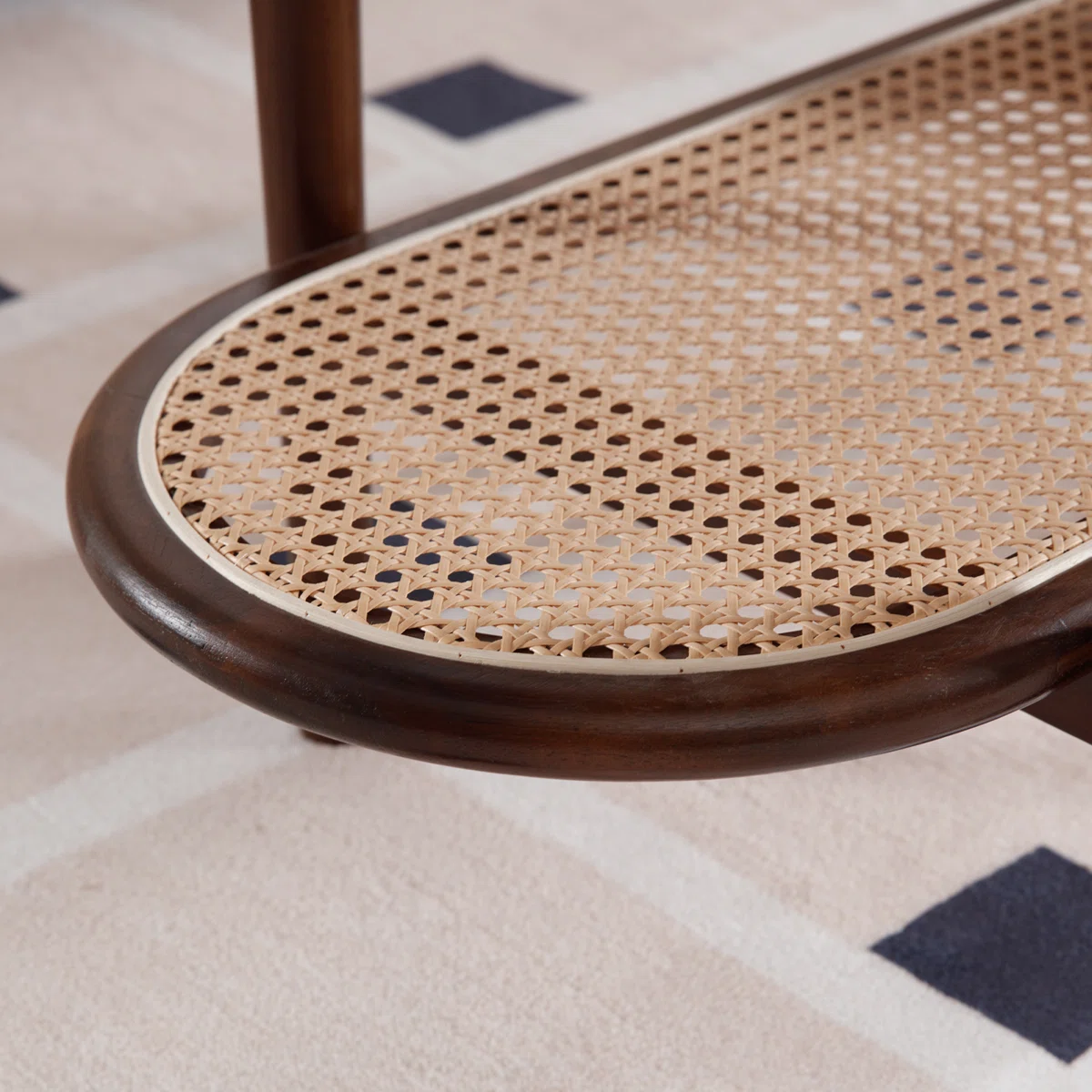 Brown oval coffee table with rattan shelf for small spaces Aesthetic craft