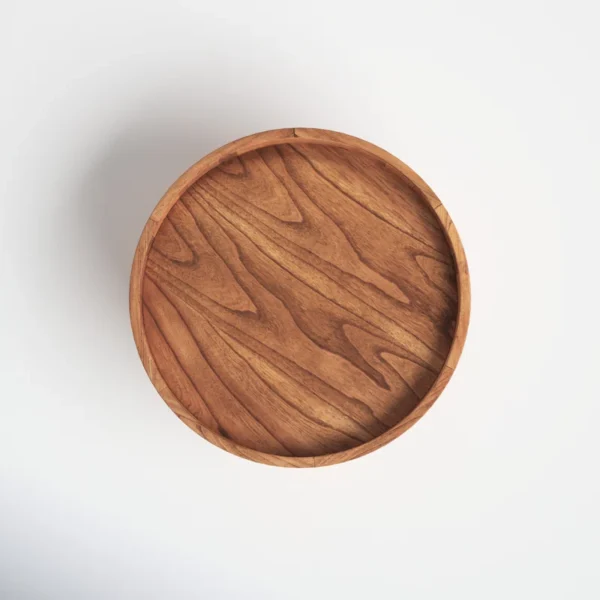 Round coffee table with cylindrical legs, 36 inch, natural finish Aesthetic craft
