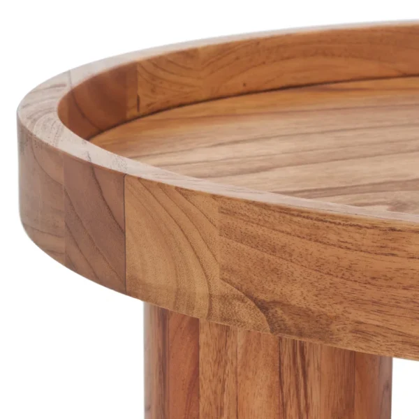 Round coffee table with cylindrical legs, 36 inch, natural finish Aesthetic craft
