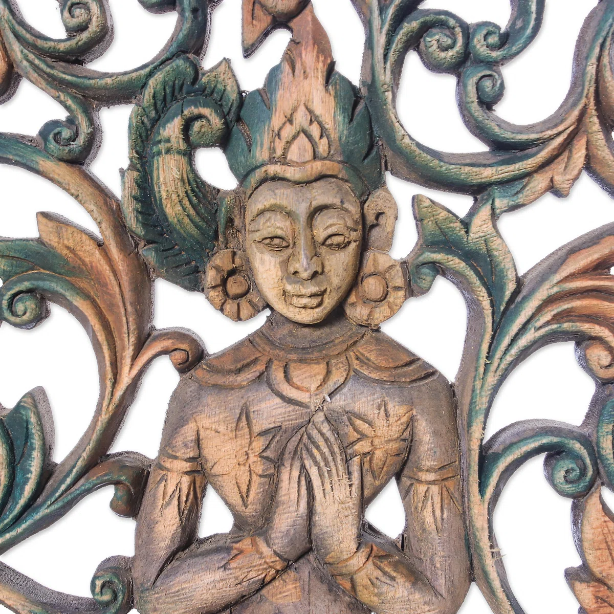 Handmade gold traditional rectangular wooden wall decor featuring a carved figure and floral detailing Aesthetic craft Handmade gold traditional rectangular wooden wall decor featuring a carved figure and floral detailing Aesthetic craft