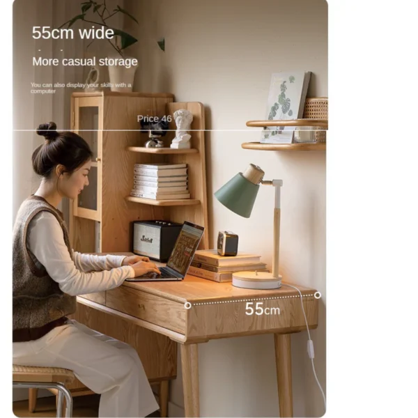 bookshelf desk combination, drawers, shelves, and glass cabinet Aesthetic craft