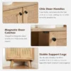 corner shelf cabinet with 2 rattan doors, 3 display shelves, and wall hook for stability Aesthetic craft