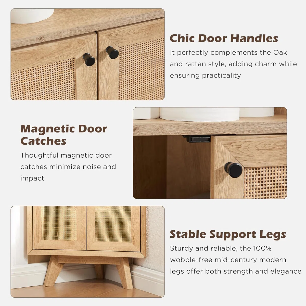 corner shelf cabinet with 2 rattan doors, 3 display shelves, and wall hook for stability Aesthetic craft corner shelf cabinet with 2 rattan doors, 3 display shelves, and wall hook for stability Aesthetic craft