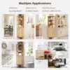 corner shelf cabinet with 2 rattan doors, 3 display shelves, and wall hook for stability Aesthetic craft