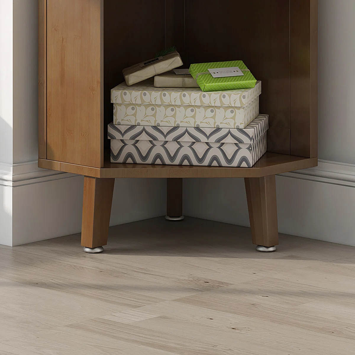 corner bookcase shelf with 6-tier storage in dark brown finish for living room or office Aesthetic craft corner bookcase shelf with 6-tier storage in dark brown finish for living room or office Aesthetic craft