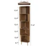 corner bookcase shelf with 6-tier storage in dark brown finish for living room or office Aesthetic craft