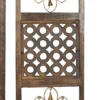 Set of 3 rustic brown wood and metal wall decor panels with intricate carvings and hanging bells, each 36 inches high and 12 inches wide Aesthetic craft