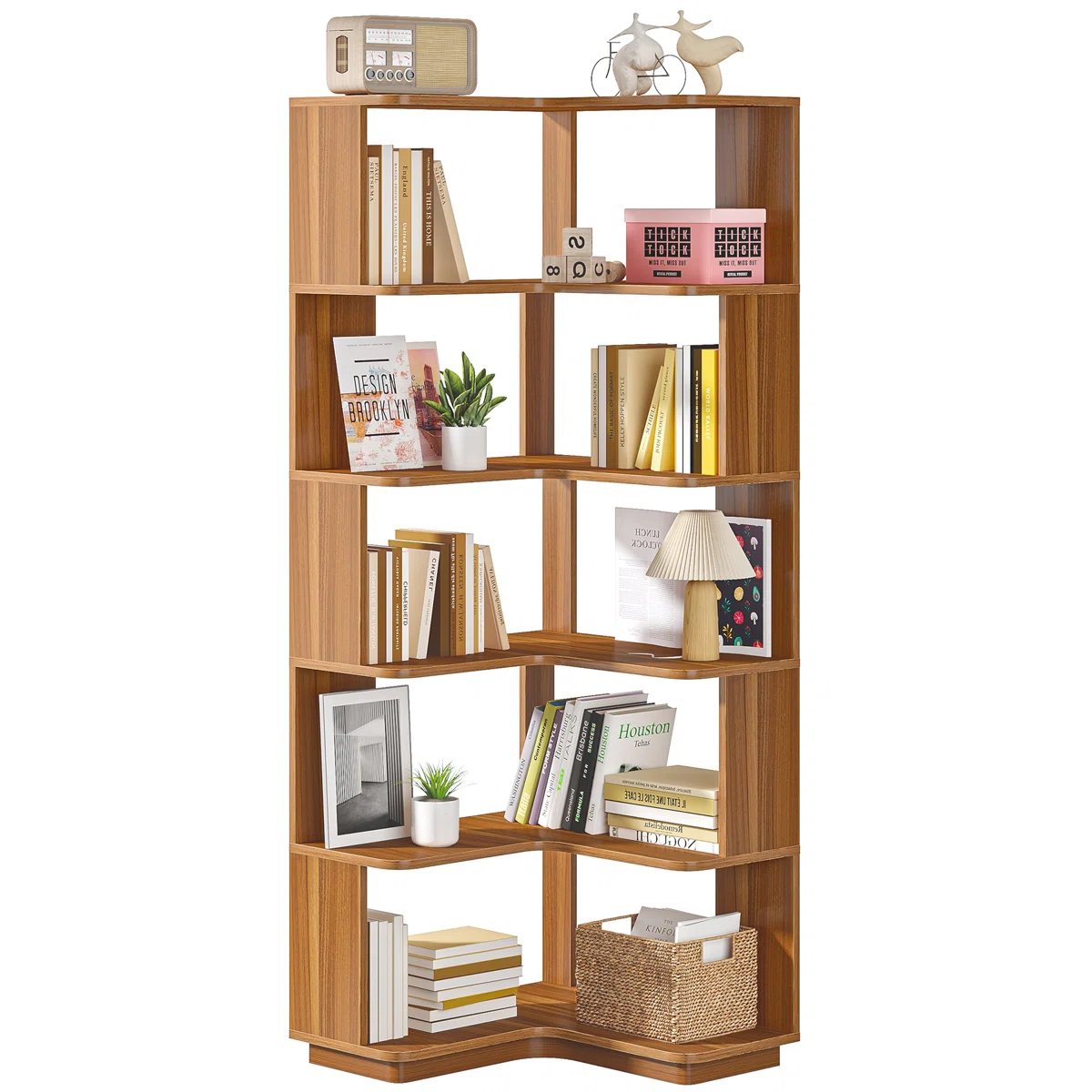 corner bookcase with right-angle design for living room and office storage Aesthetic craft