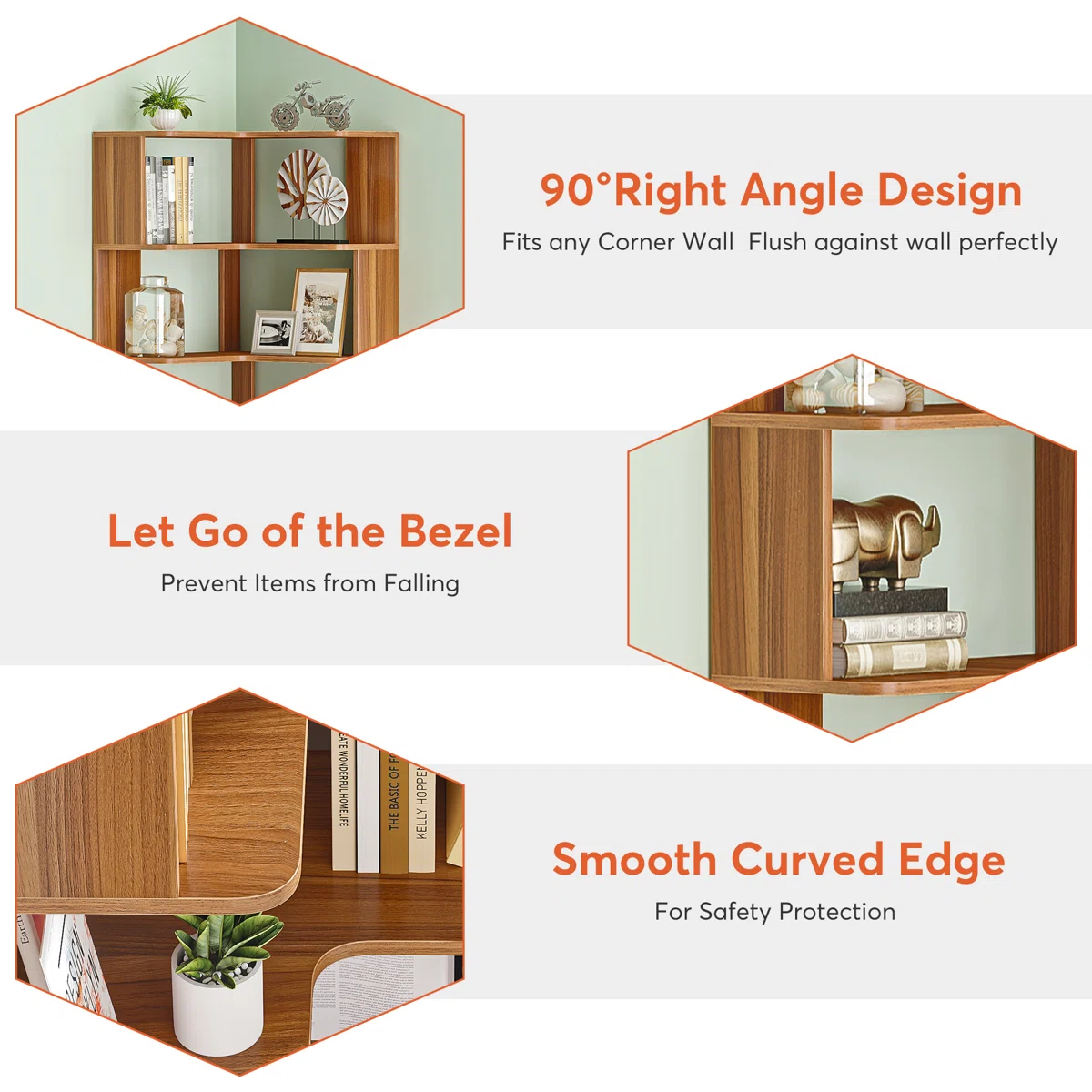 corner bookcase with right-angle design for living room and office storage Aesthetic craft