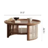 Rattan round coffee table with hidden storage in natural and brown Aesthetic craft