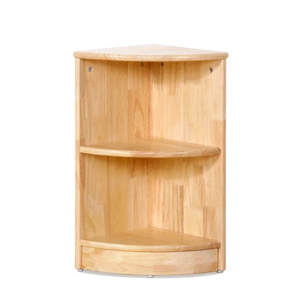 wooden corner shelf with rounded edges for safe storage of books and toys Aesthetic craft