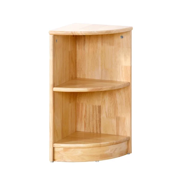 wooden corner shelf with rounded edges for safe storage of books and toys Aesthetic craft