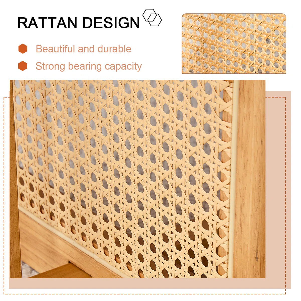 Rattan rectangle coffee table natural and brown Aesthetic craft