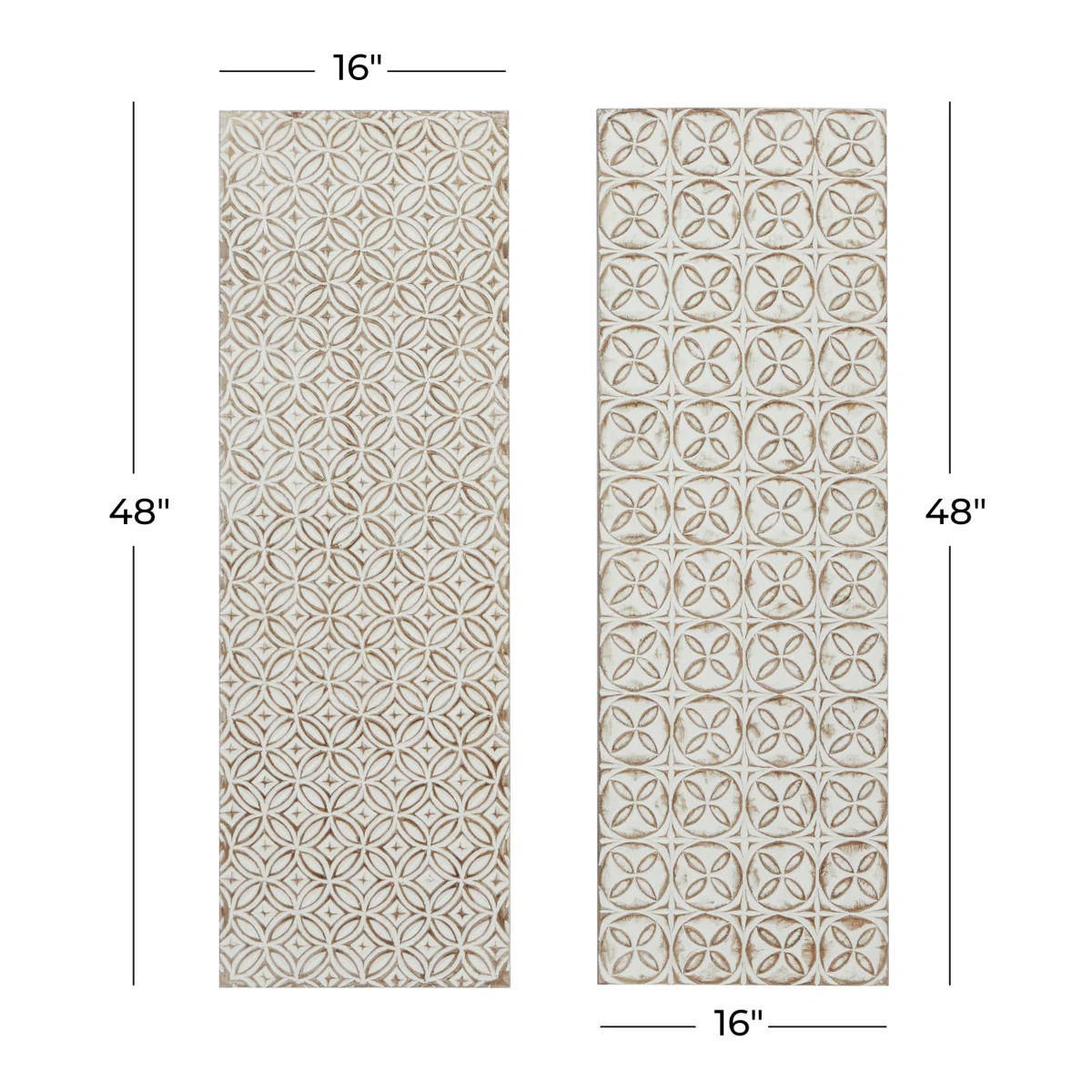 White carved wooden wall art set of 2 with geometric design, 16x48 inches each Aesthetic craft White carved wooden wall art set of 2 with geometric design, 16x48 inches each Aesthetic craft