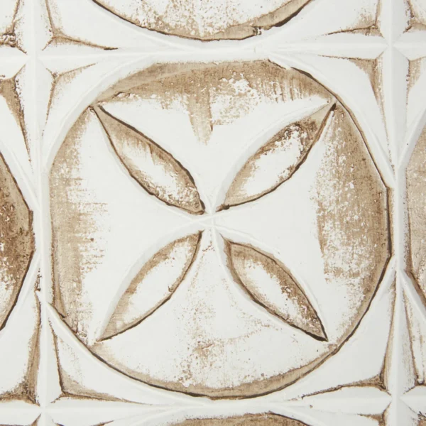White carved wooden wall art set of 2 with geometric design, 16x48 inches each Aesthetic craft