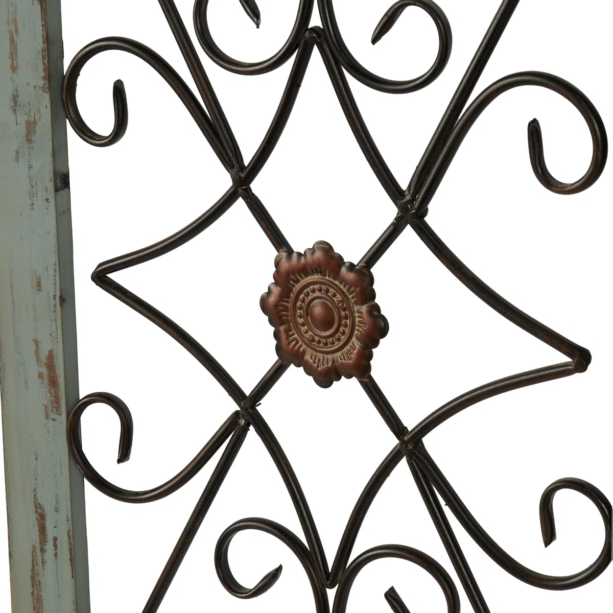 Arched wooden window frame wall decor in light blue with metal scrollwork, 45x28 inches, vintage farmhouse style Aesthetic craft Arched wooden window frame wall decor in light blue with metal scrollwork, 45x28 inches, vintage farmhouse style Aesthetic craft