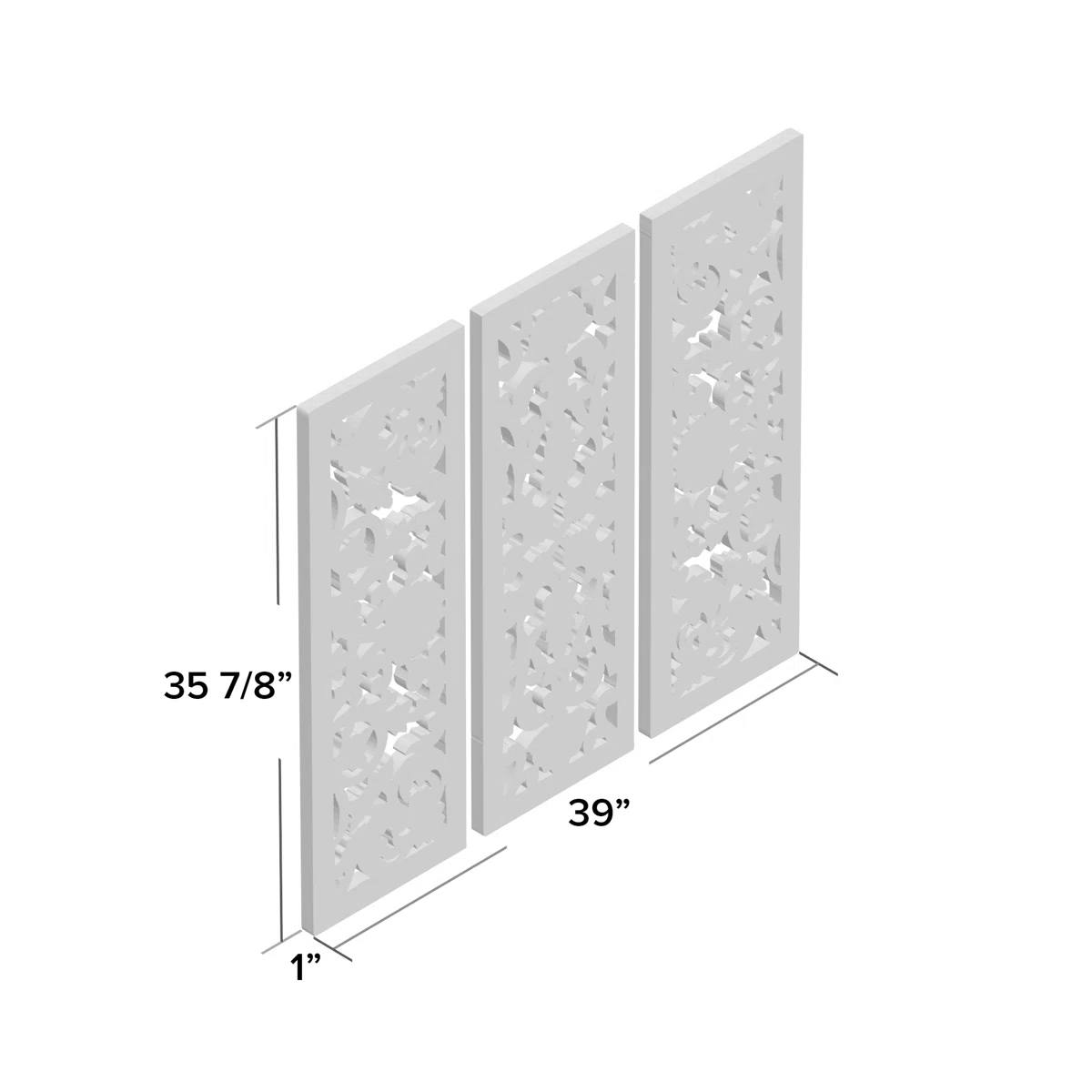 Set of 3 white carved wood wall panels with floral patterns, handmade solid wood decor Aesthetic craft Set of 3 white carved wood wall panels with floral patterns, handmade solid wood decor Aesthetic craft