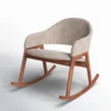 Modern rocking chair with wide cushioned seat and wooden rocker base Aesthtic craft