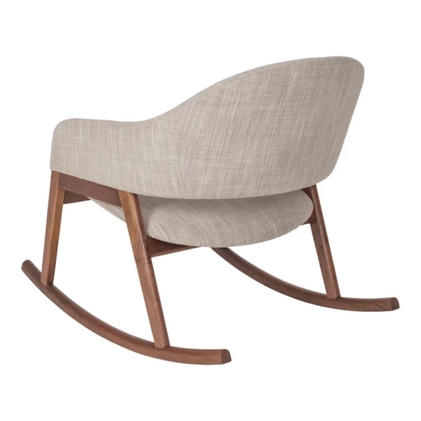 Modern rocking chair with wide cushioned seat and wooden rocker base Aesthtic craft