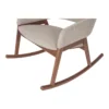 Modern rocking chair with wide cushioned seat and wooden rocker base Aesthtic craft