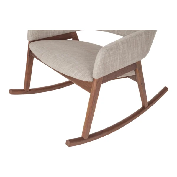 Modern rocking chair with wide cushioned seat and wooden rocker base Aesthtic craft