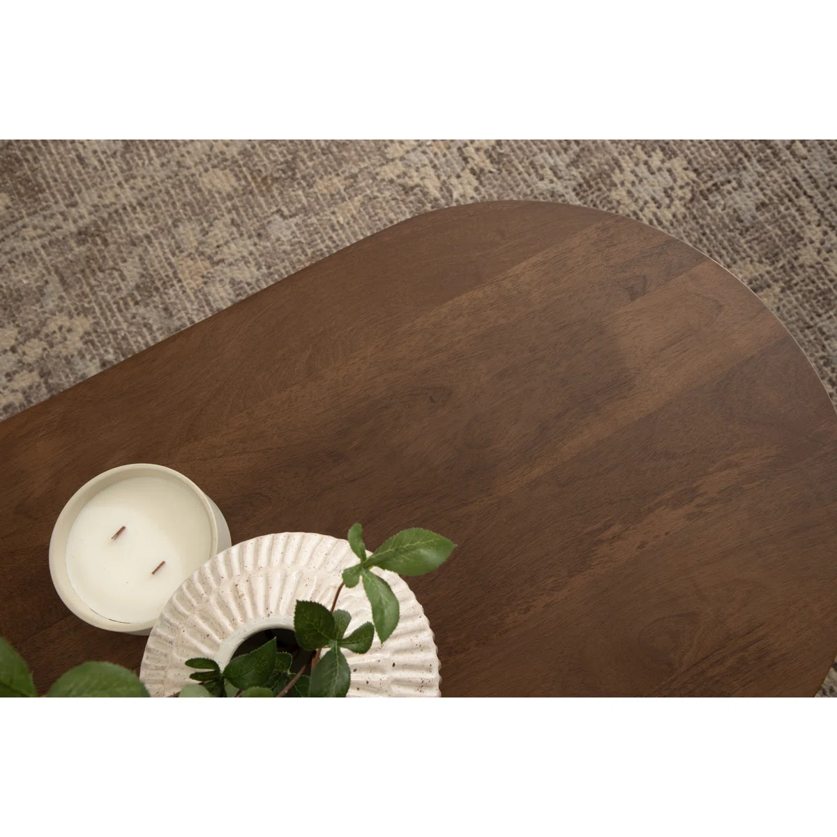 Oval coffee table with tapered legs – natural and brown Aesthetic craft