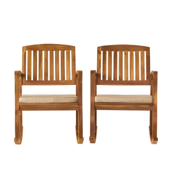 Outdoor rocking chairs with cushions set of 2 on patio Aesthetic craft