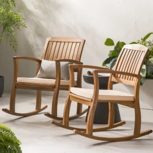Outdoor rocking chairs with cushions set of 2 on patio Aesthetic craft