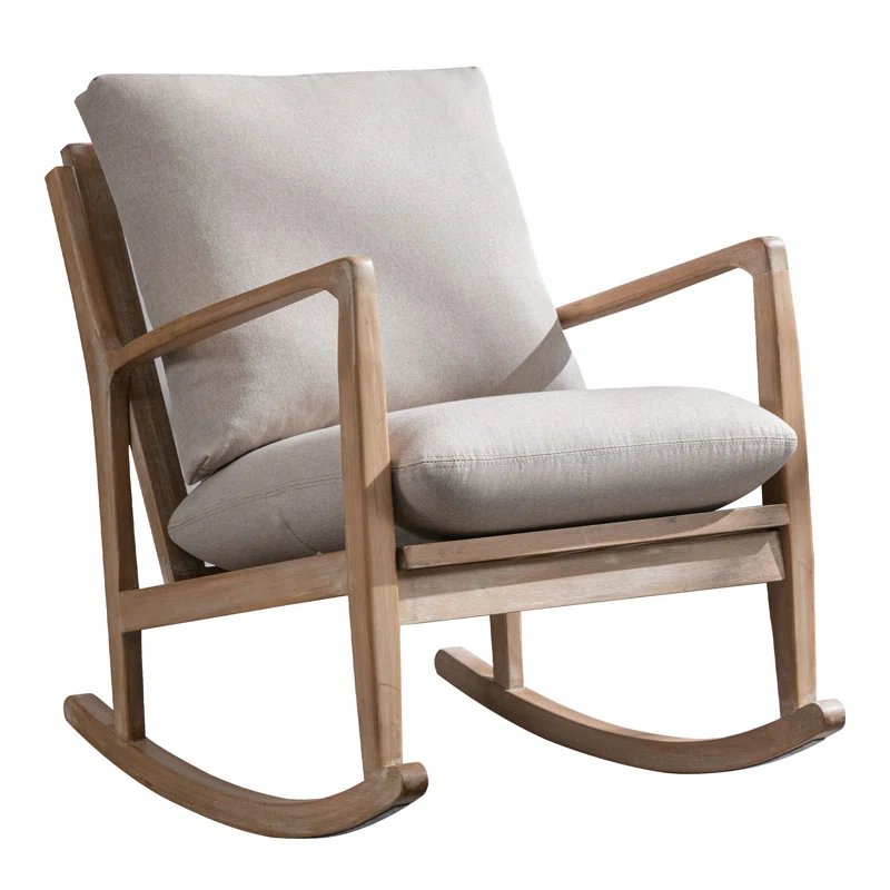 Modern rocking chair with wide soft arms, wooden frame, and removable cushion Aesthtetic craft