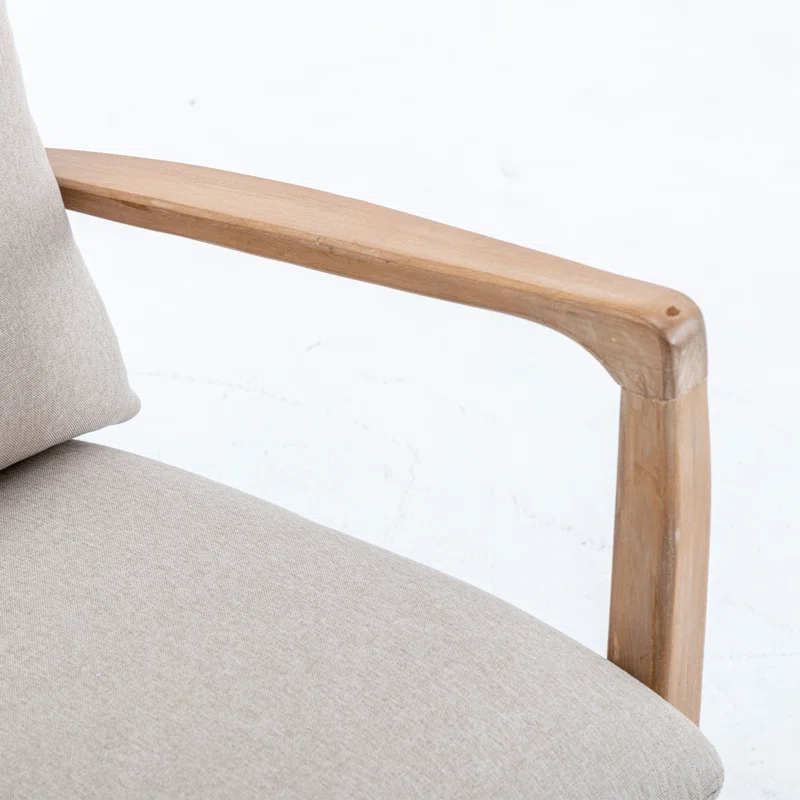 Modern rocking chair with wide soft arms, wooden frame, and removable cushion Aesthtetic craft