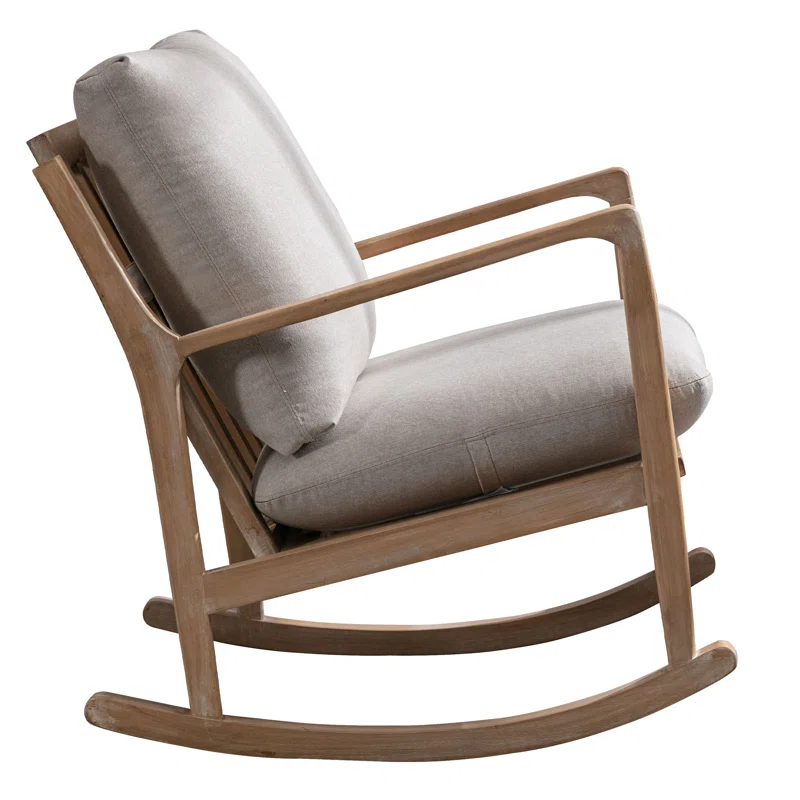 Modern rocking chair with wide soft arms, wooden frame, and removable cushion Aesthtetic craft