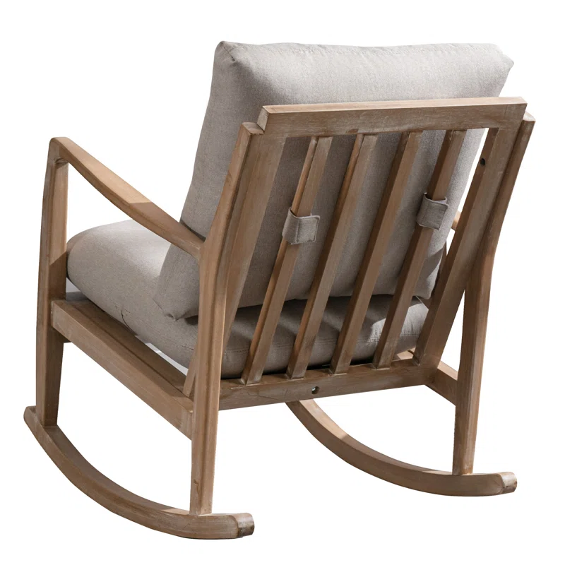 Modern rocking chair with wide soft arms, wooden frame, and removable cushion Aesthtetic craft