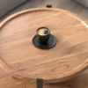 Round coffee table with carbon steel base Aesthetic craft