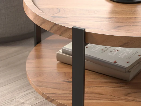 Round coffee table with carbon steel base Aesthetic craft