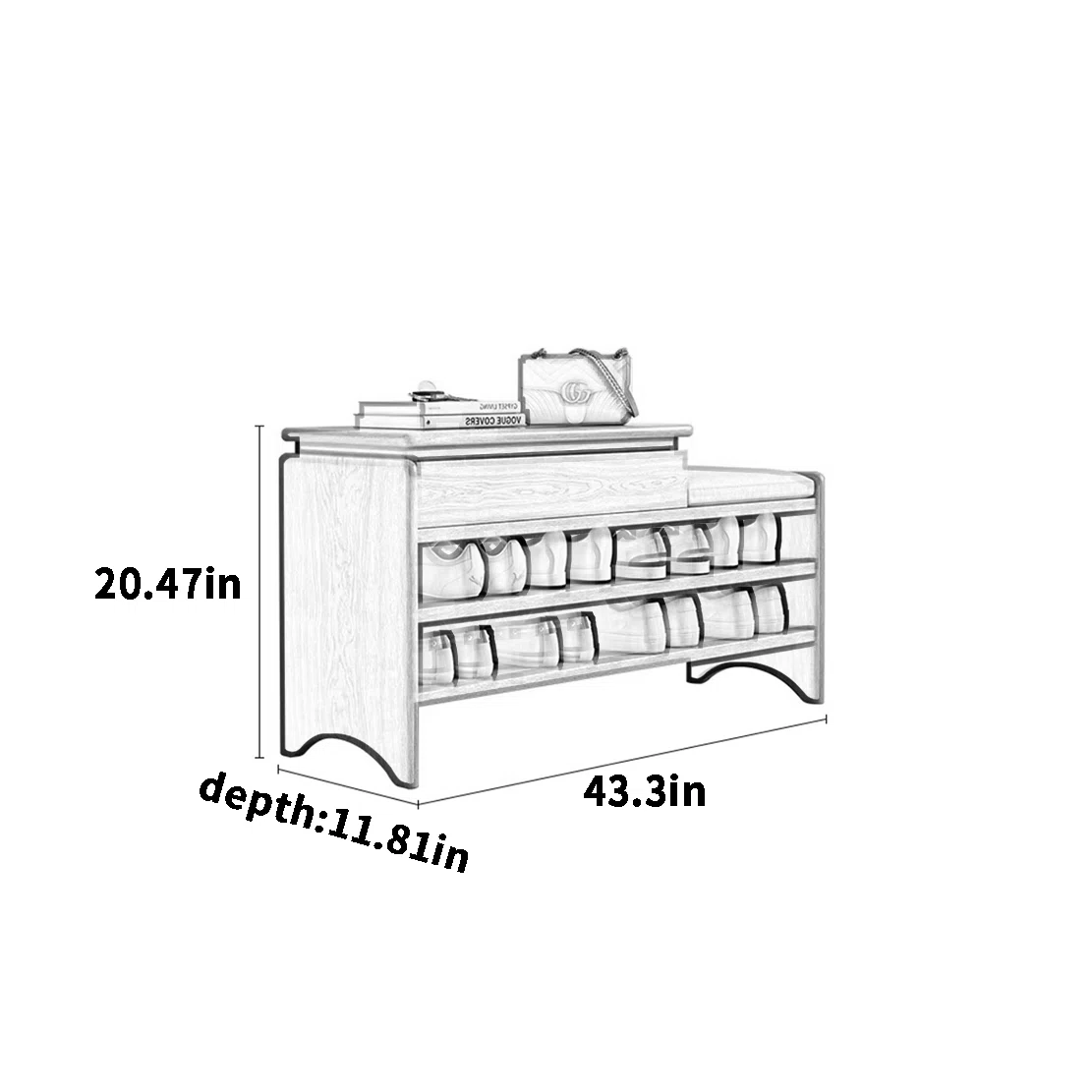 Mango Wood Shoe Storage Cabinet with Cushion Seat and Drawer – Entryway Organizer Bench Aesthetic craft