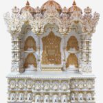 Large Wooden Mandir – Temple in White & Gold Polish