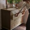 chest of drawers in natural brown finish with 5 spacious drawers