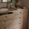 chest of drawers in natural brown finish with 5 spacious drawers