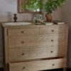 chest of drawers in natural brown finish with 5 spacious drawers