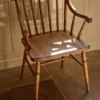 Pine wood Arm Carver Chair with carved arms and backrest, rustic dining accent chair
