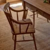 Pine wood Arm Carver Chair with carved arms and backrest, rustic dining accent chair