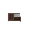 Brown mango wood shoe cabinet with cushion and door – wooden shoe bench for entryway storage Aesthetic craft