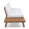 upholstered L-shaped sofa set with coffee table in natural and brown finish