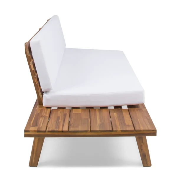 upholstered L-shaped sofa set with coffee table in natural and brown finish
