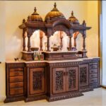 Large Wooden Temple – Pooja Mandir with Bells & LED Light