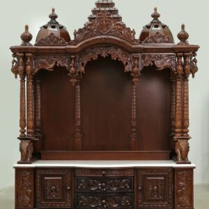 Large temple with drawers, traditional wooden pooja mandir design