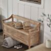 storage bench with seat and hidden storage in natural brown finish