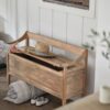 storage bench with seat and hidden storage in natural brown finish